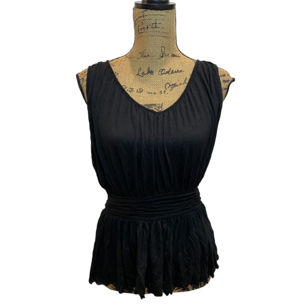 Banana Republic Black Pleated Peplum Sleeveless Blouse